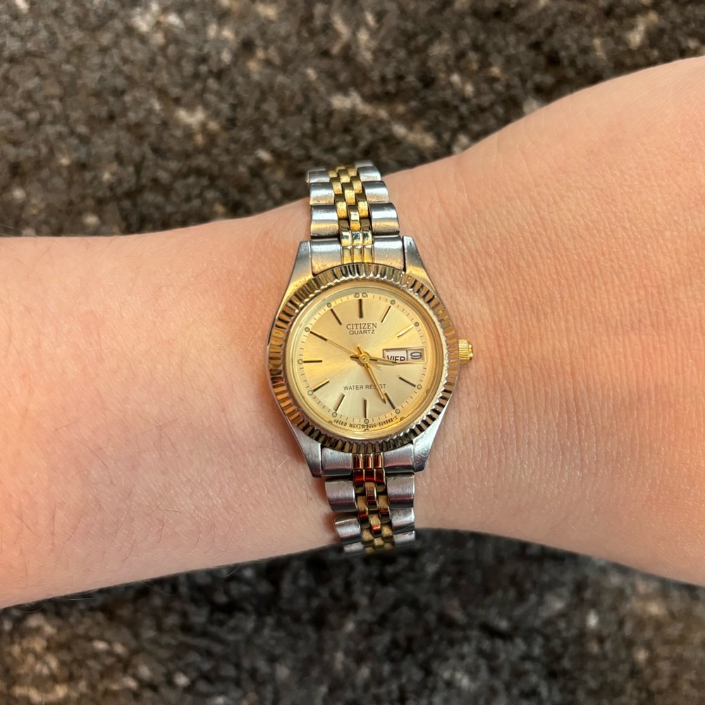 Citizen silver and gold watch
